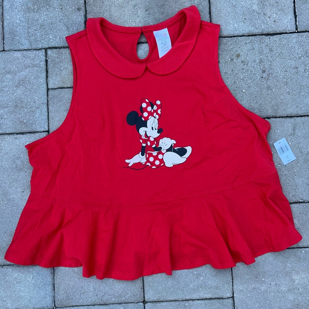 NWT Disney Red Minnie Mouse Peplum Tank Top